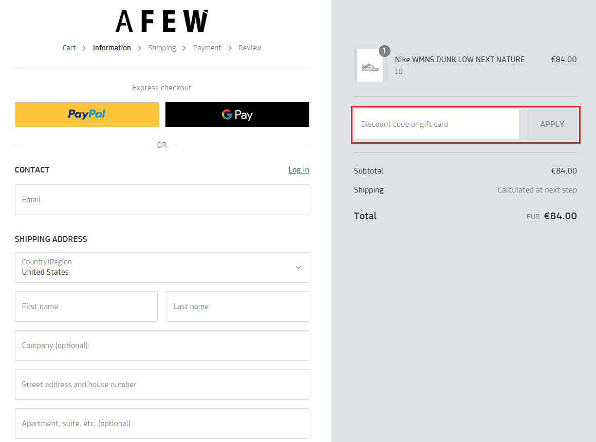 Afew kortingscode gebruiken