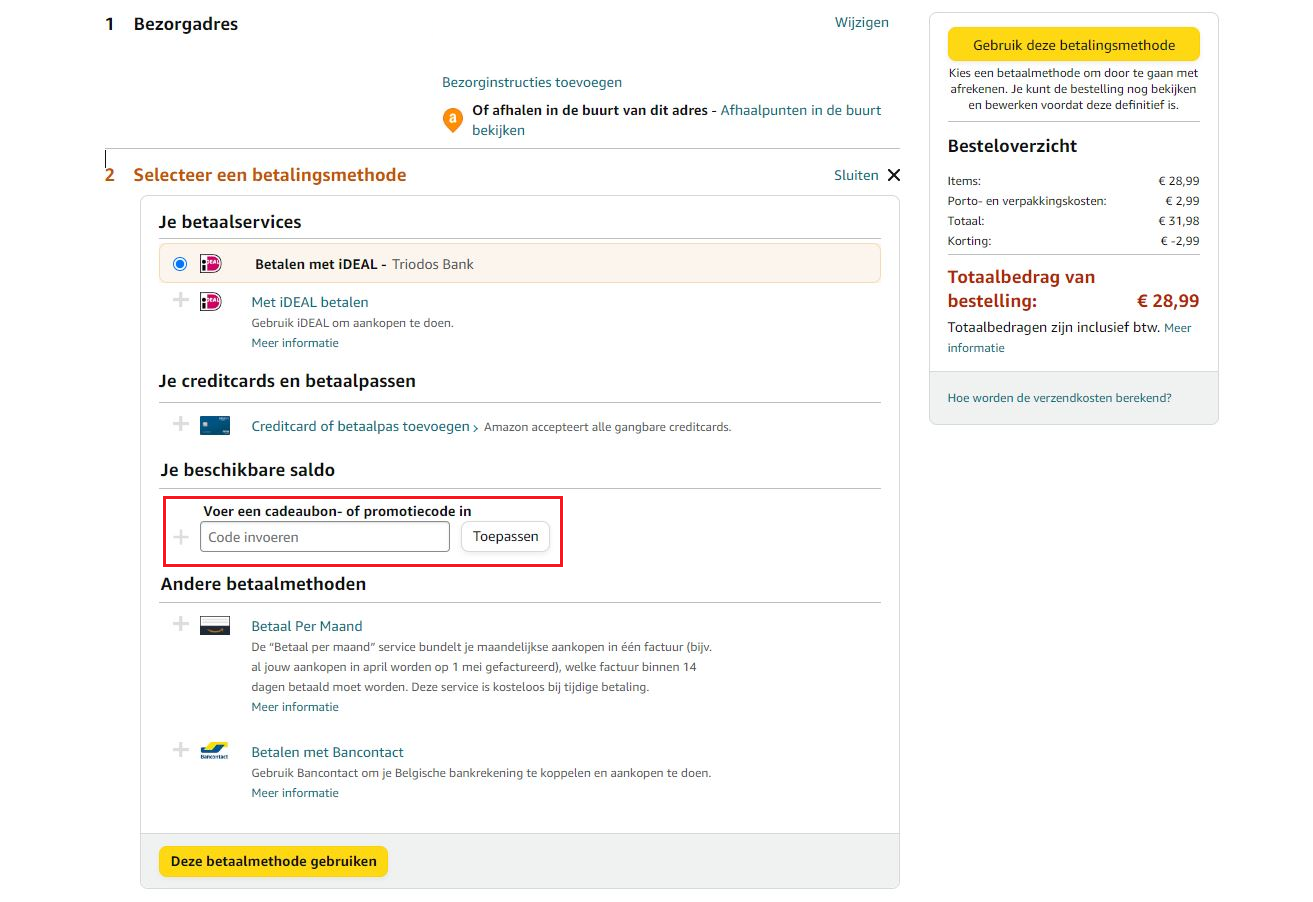 Amazon kortingscode gebruiken