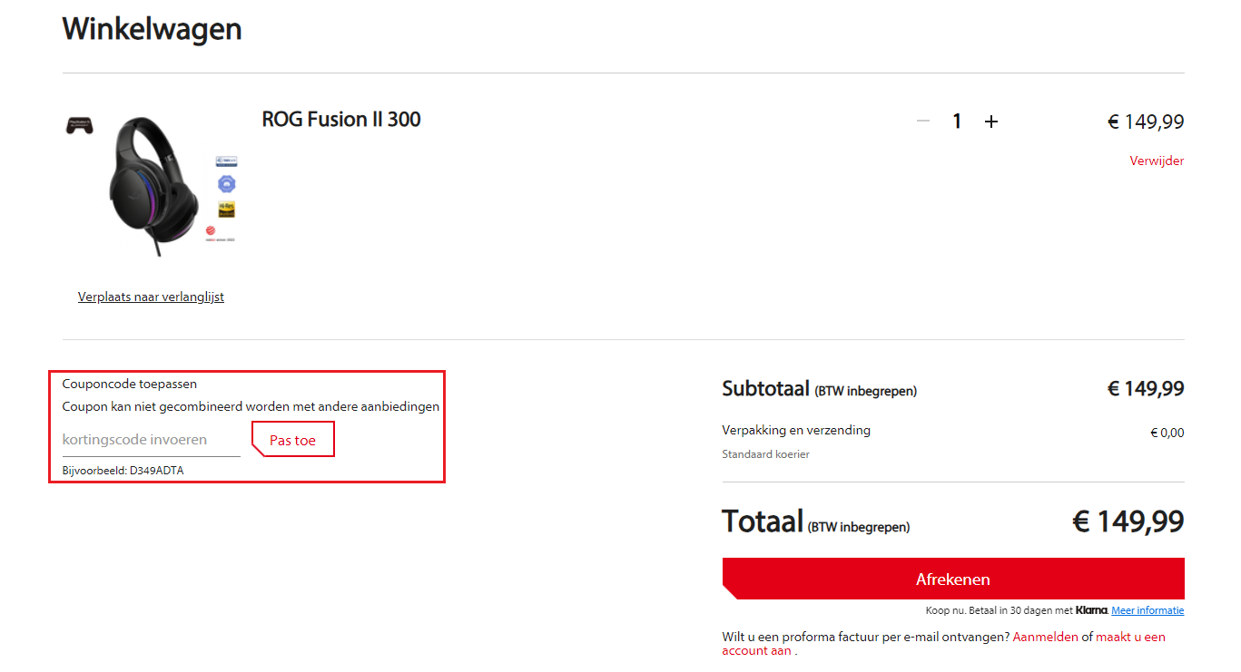 ASUS kortingscode gebruiken