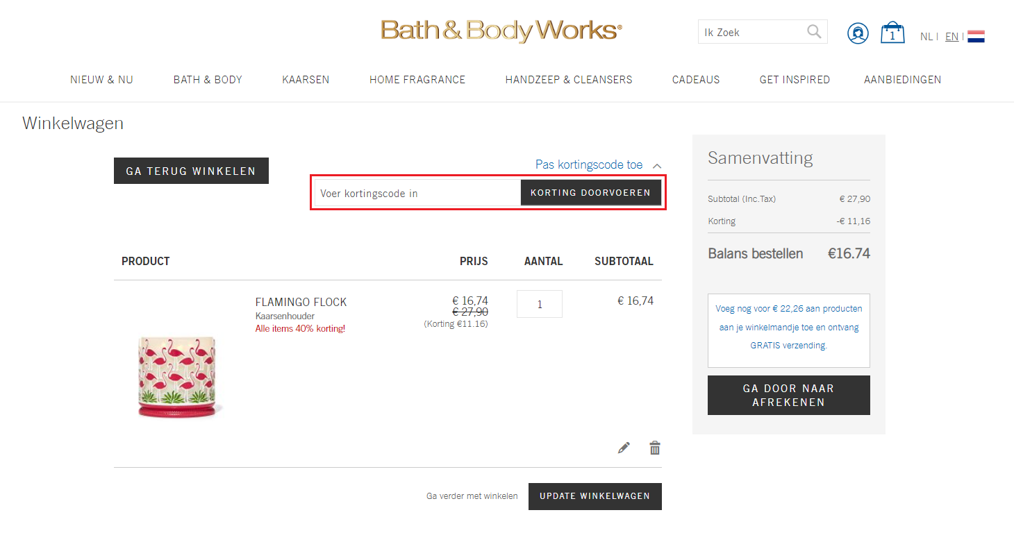 Bath and Body Works kortingscode gebruiken