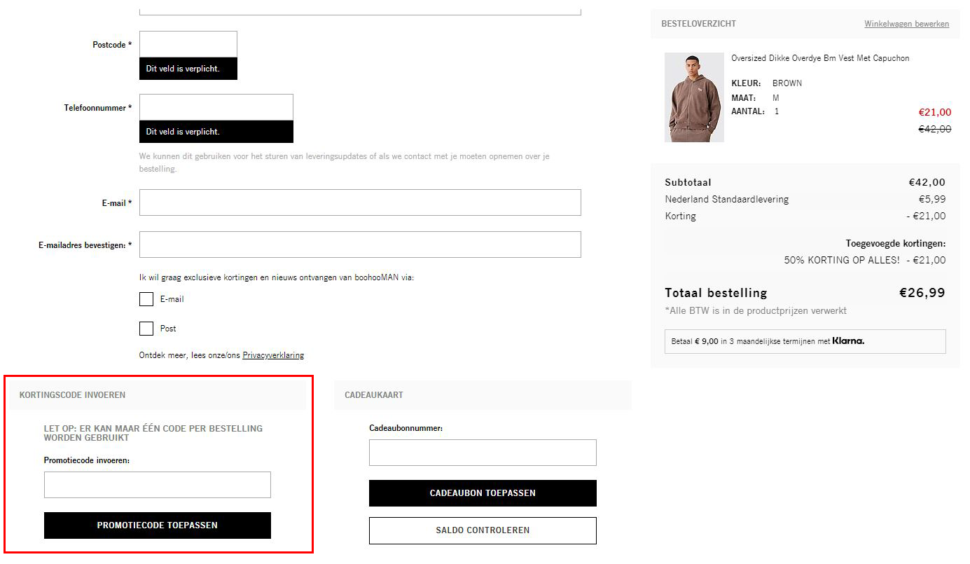 boohooMAN kortingscode gebruiken