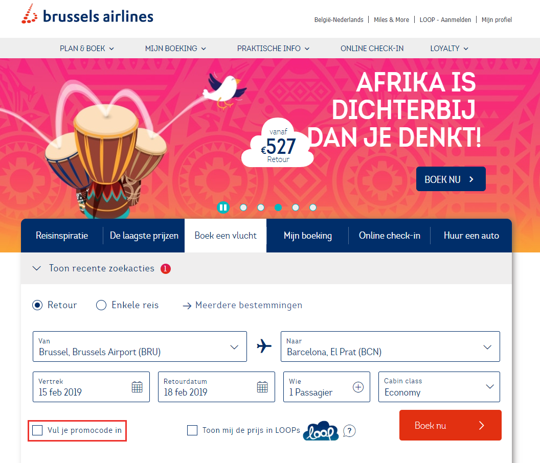 Brussels Airlines kortingscode gebruiken