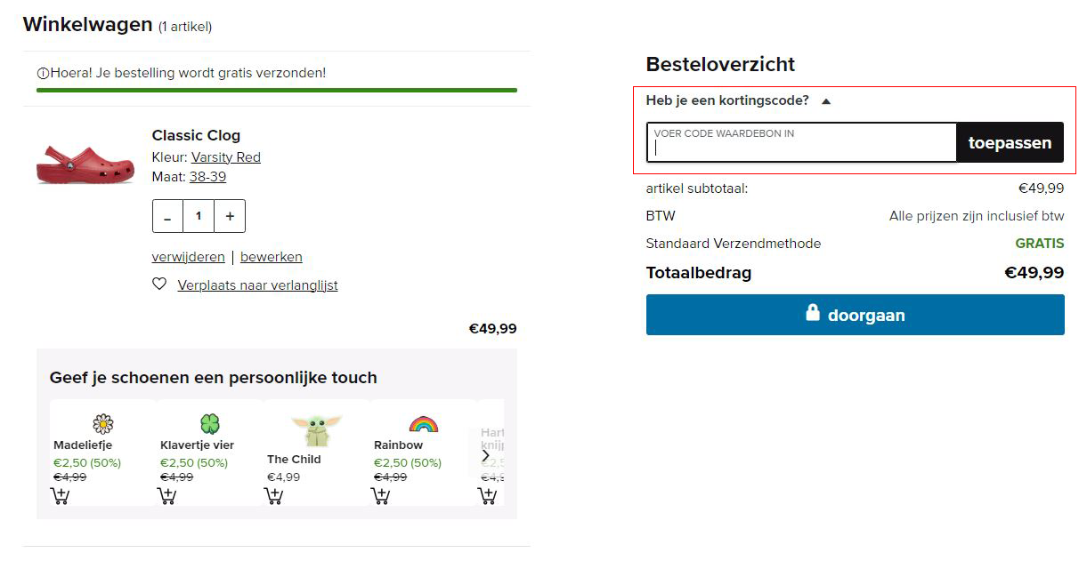 Crocs kortingscode gebruiken