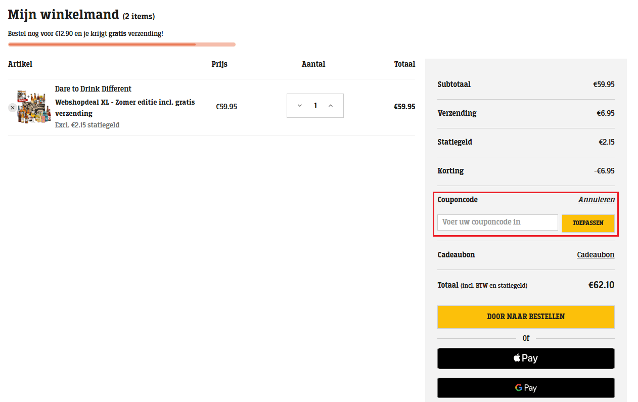 Dare to Drink Different kortingscode gebruiken