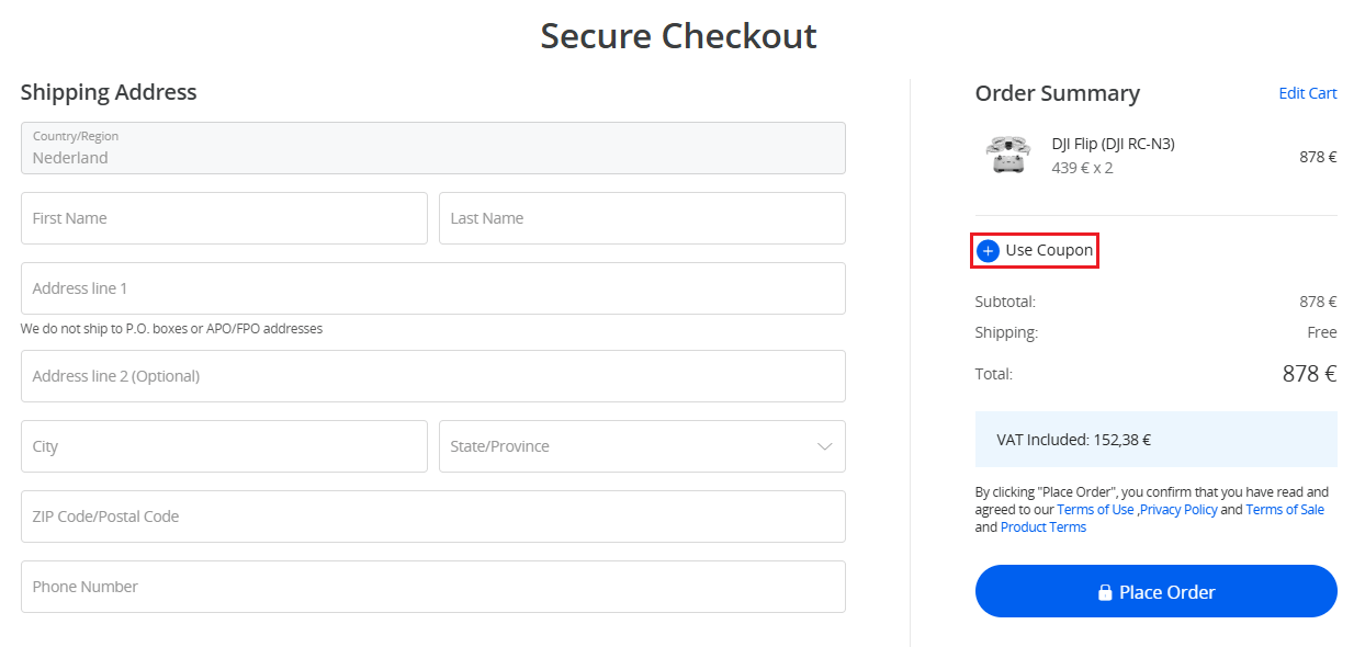 DJI kortingscode gebruiken