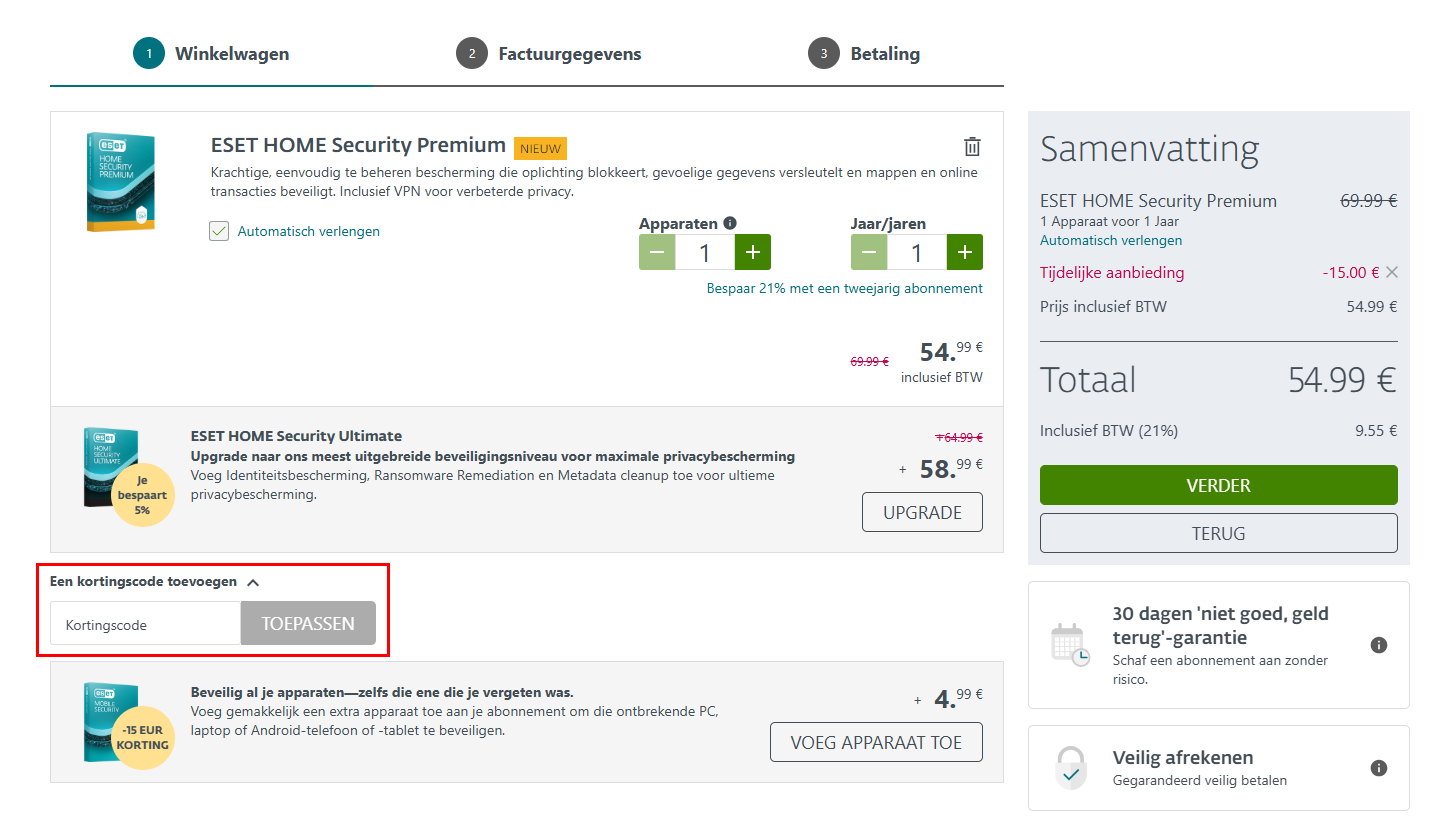ESET kortingscode gebruiken
