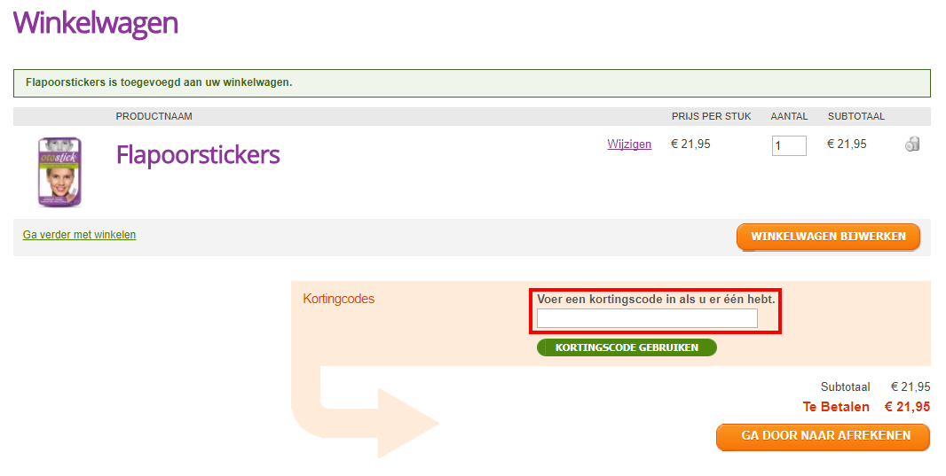 Flapoorstickers kortingscode gebruiken