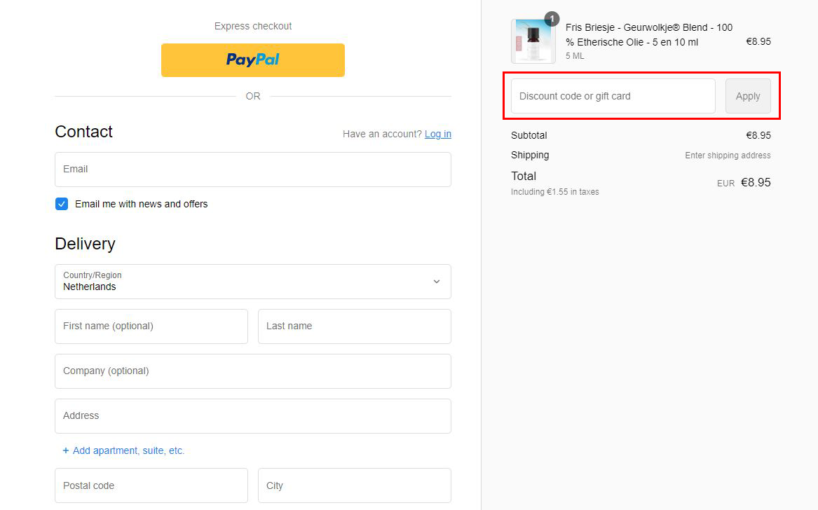 Geurwolkje kortingscode gebruiken