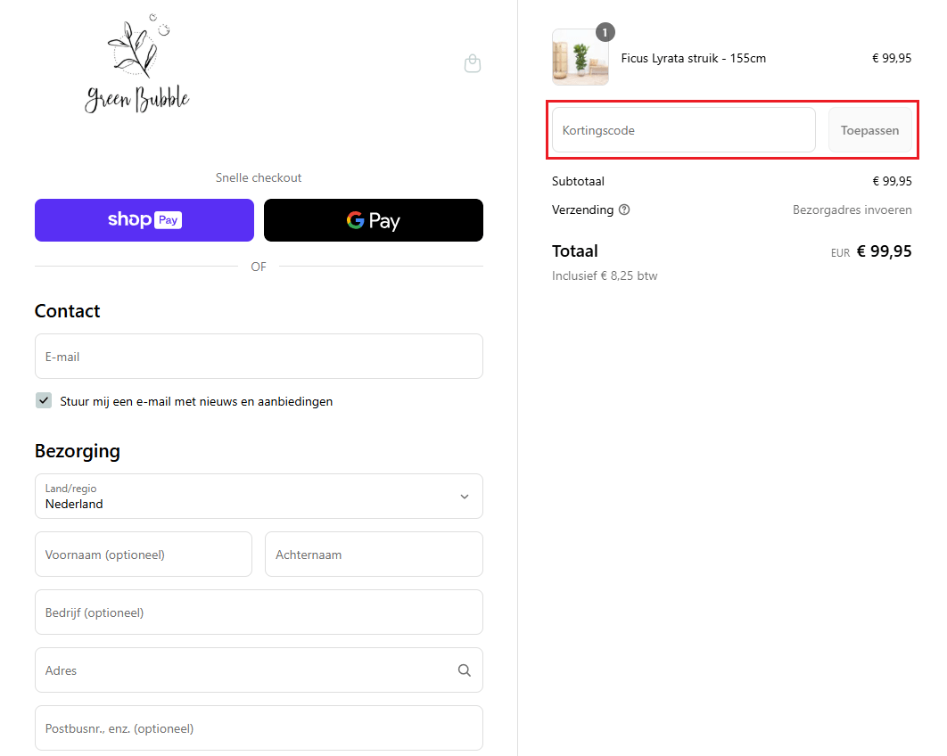 Green Bubble kortingscode gebruiken
