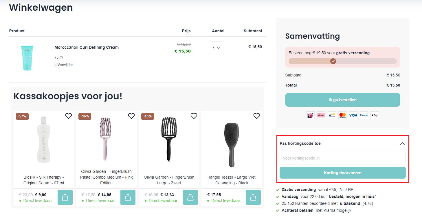 Haarshop kortingscode gebruiken