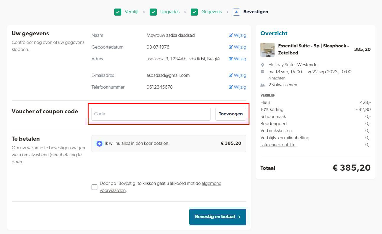 Holiday Suites kortingscode gebruiken