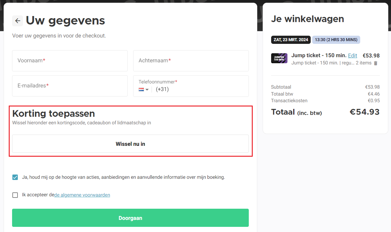 JumpXL kortingscode gebruiken