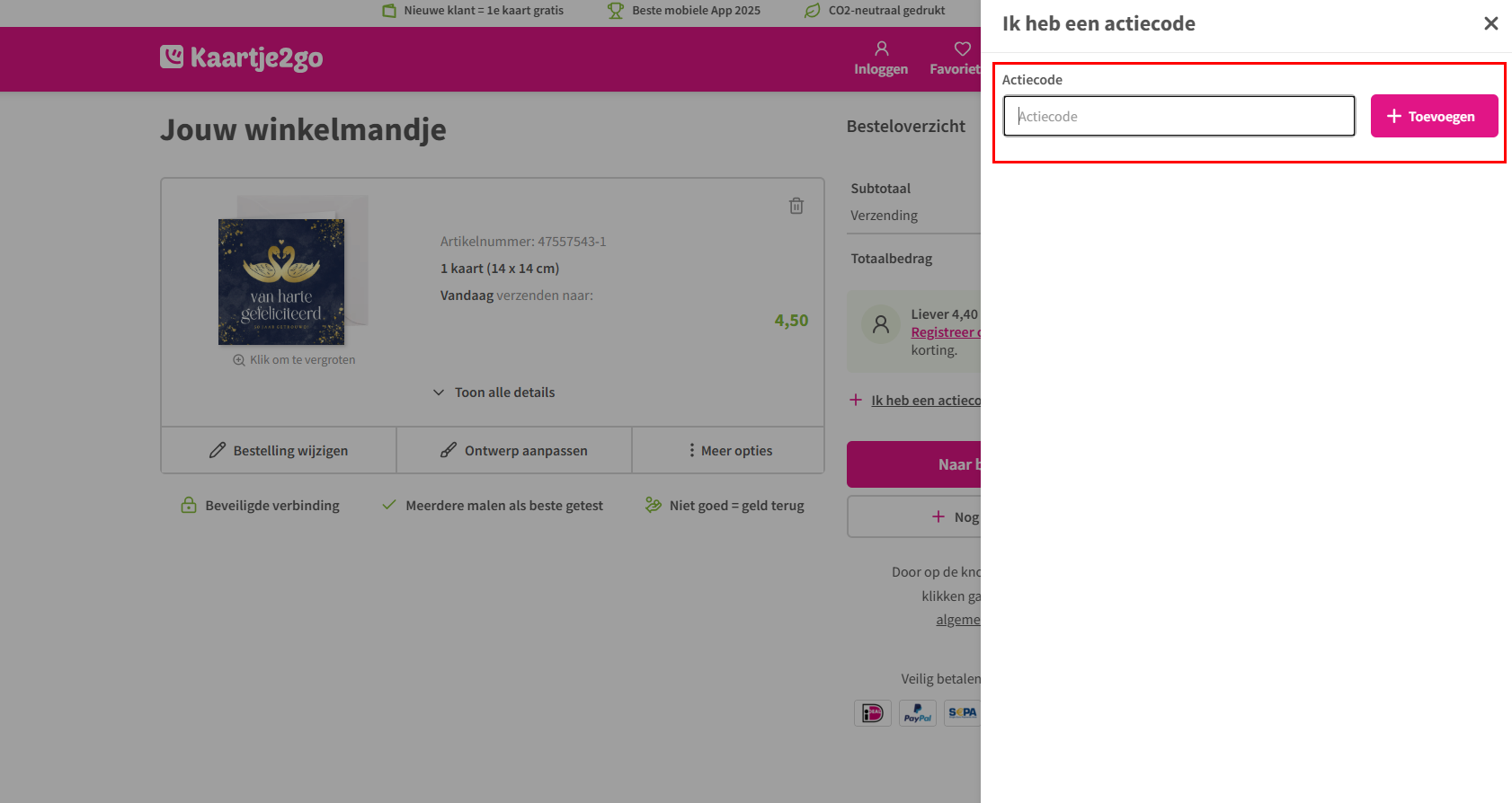 Kaartje2go kortingscode gebruiken