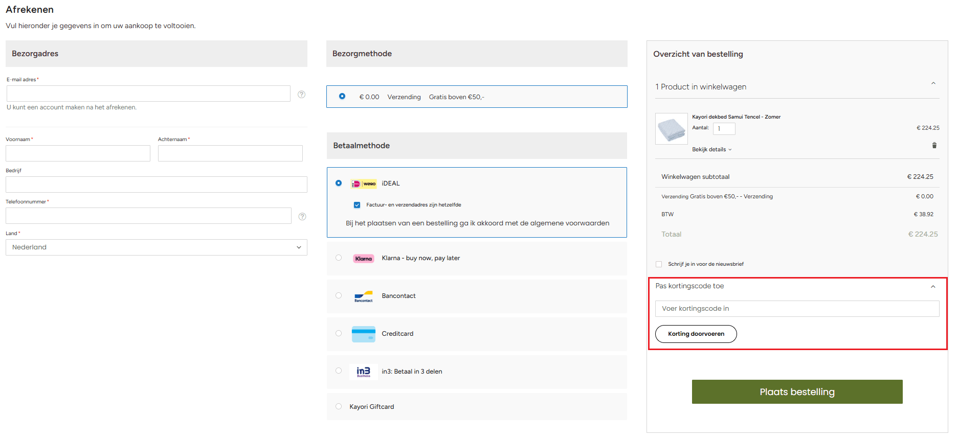 Kayori kortingscode gebruiken