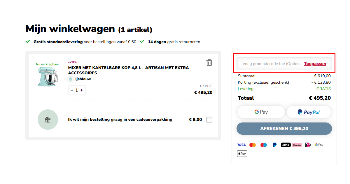 KitchenAid kortingscode gebruiken