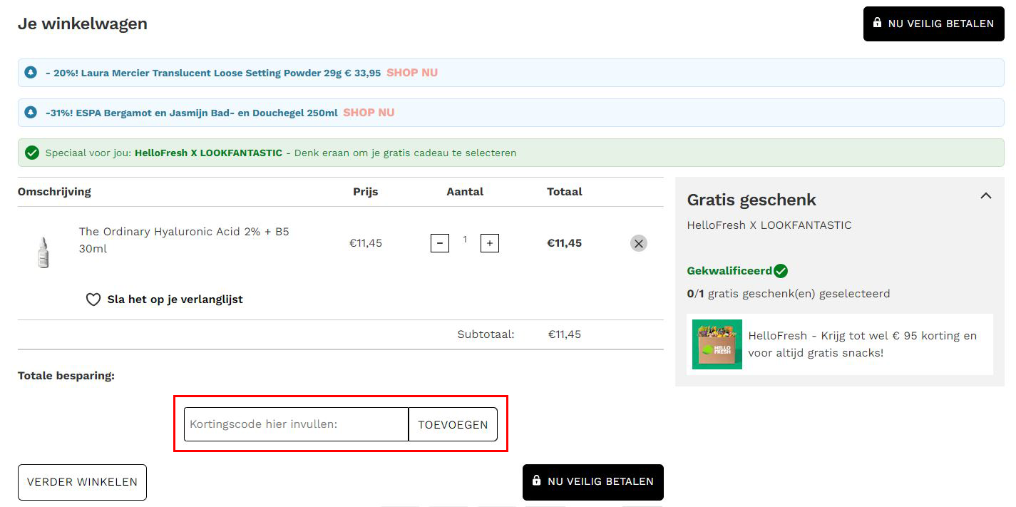 LOOKFANTASTIC kortingscode gebruiken