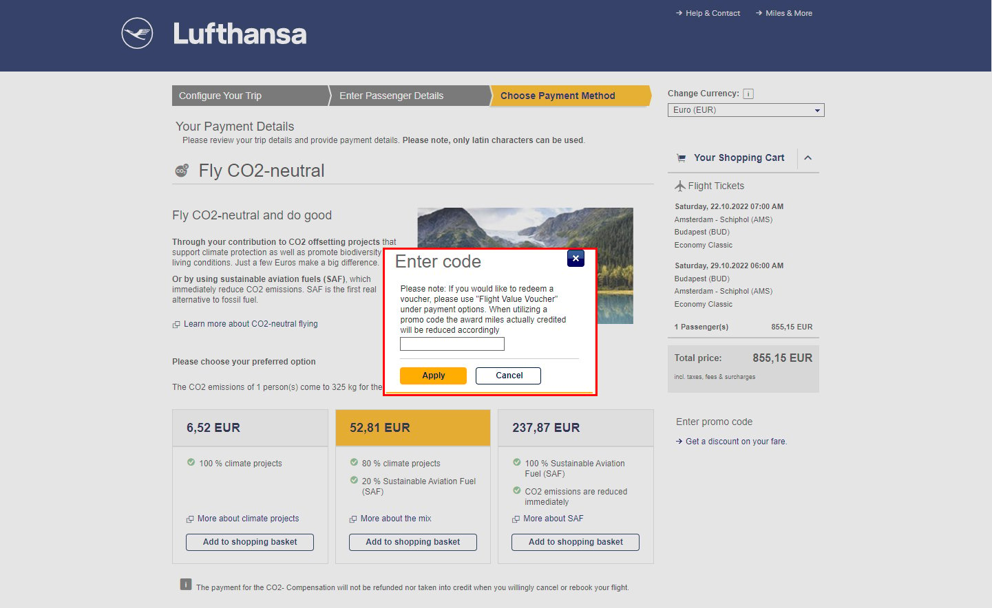 Lufthansa kortingscode gebruiken