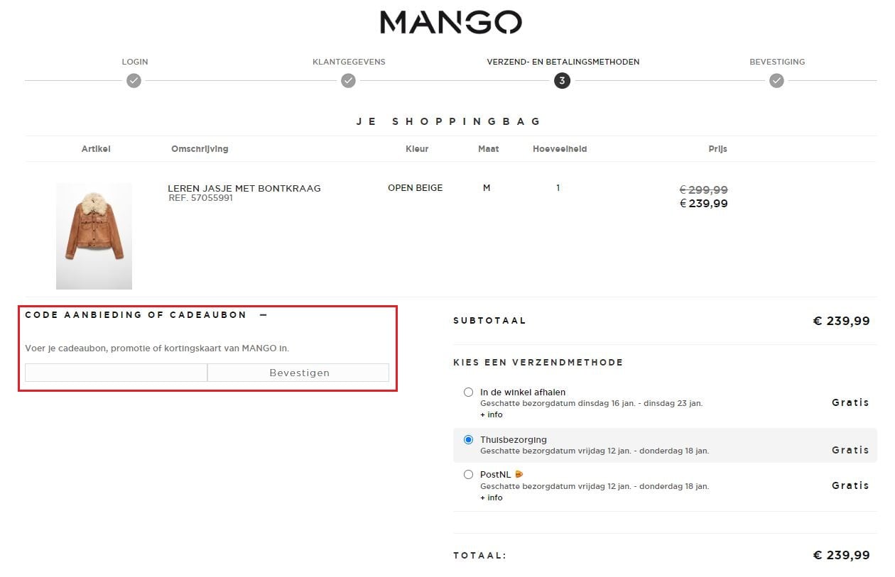 MANGO kortingscode gebruiken