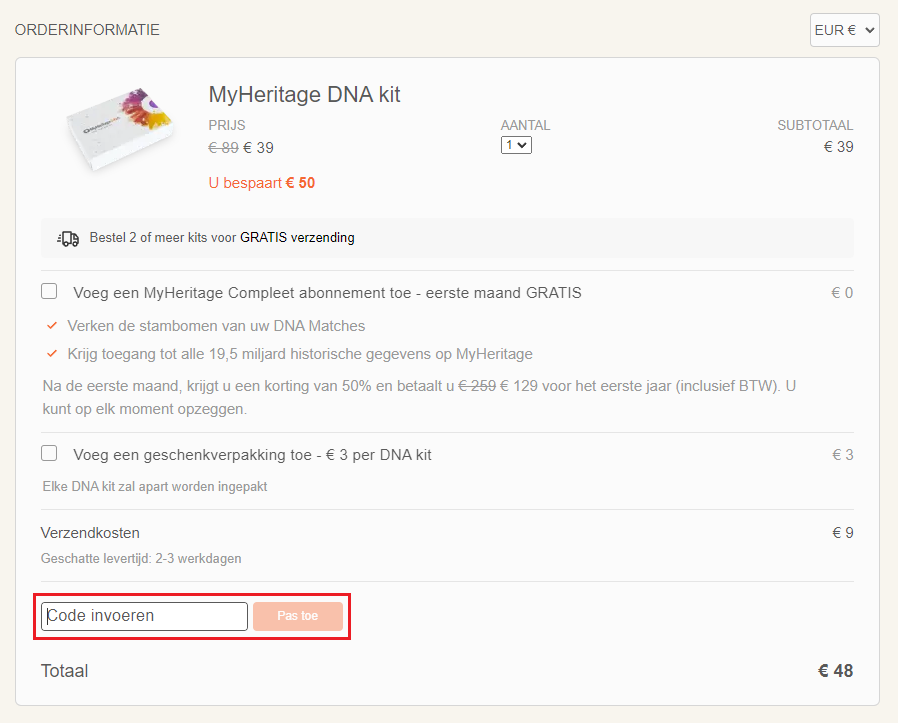 MyHeritage kortingscode gebruiken