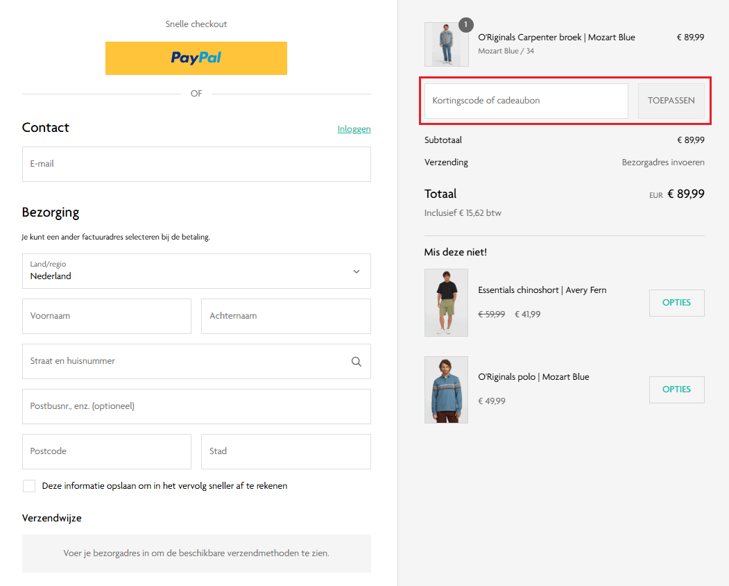O'Neill kortingscode gebruiken