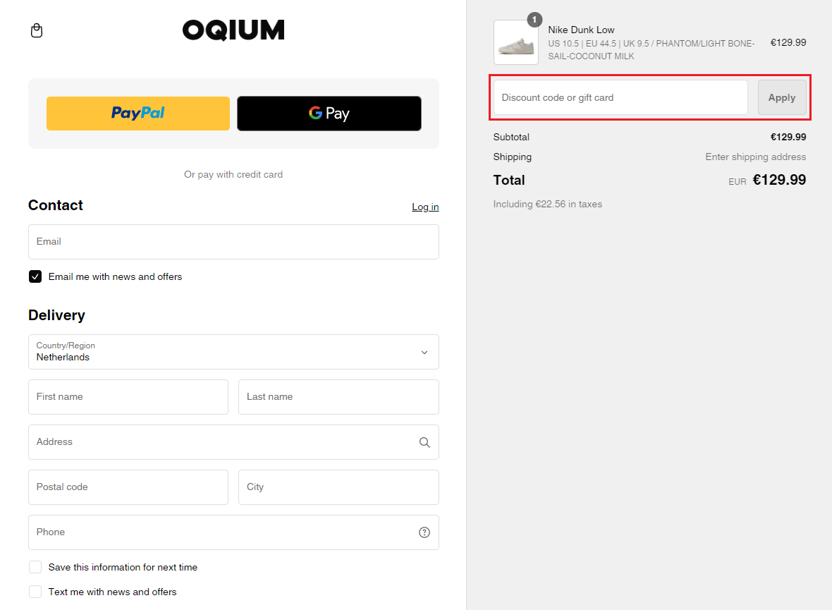 OQIUM kortingscode gebruiken