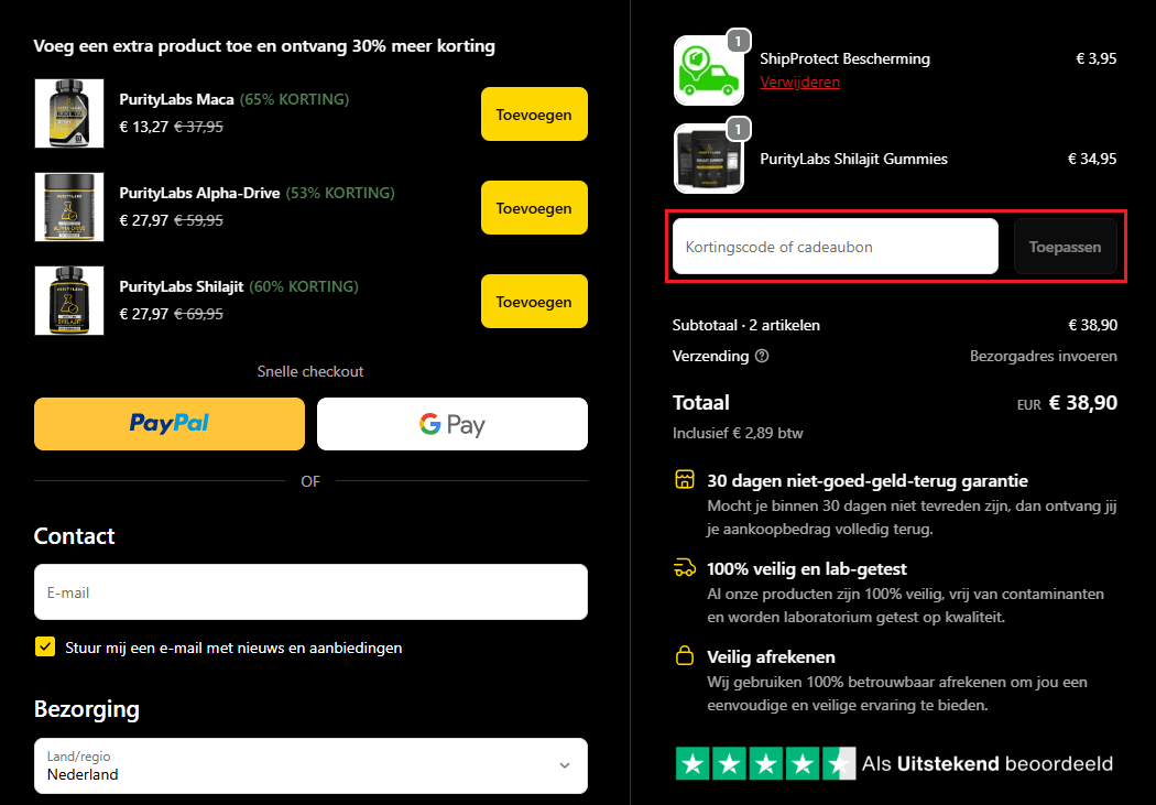 PurityLabs kortingscode gebruiken