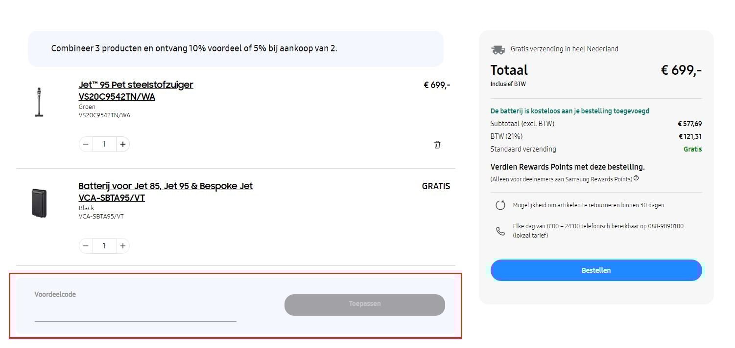 Samsung kortingscode gebruiken