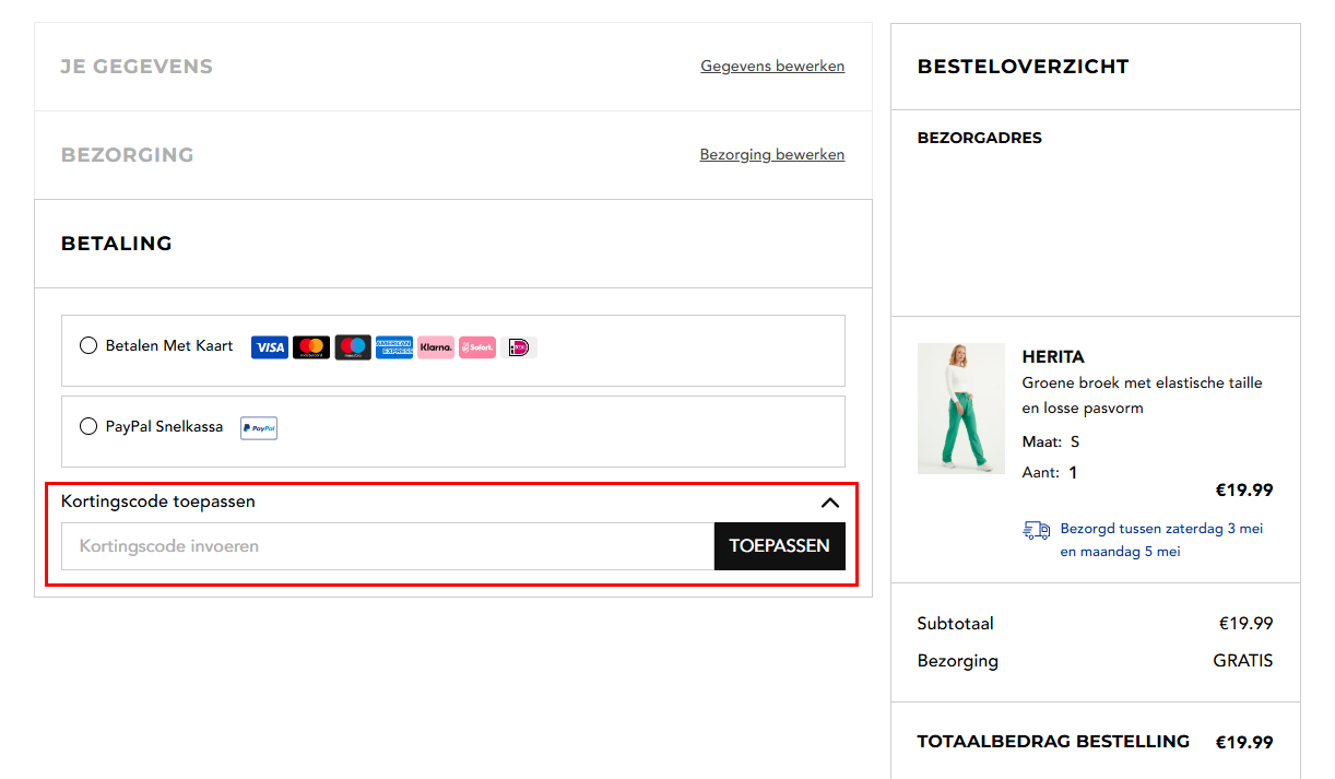 Secret Sales kortingscode gebruiken