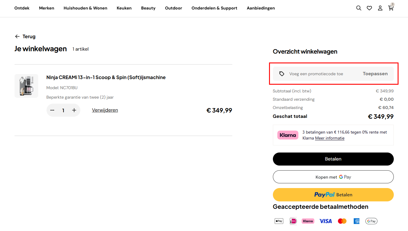 SharkNinja kortingscode gebruiken