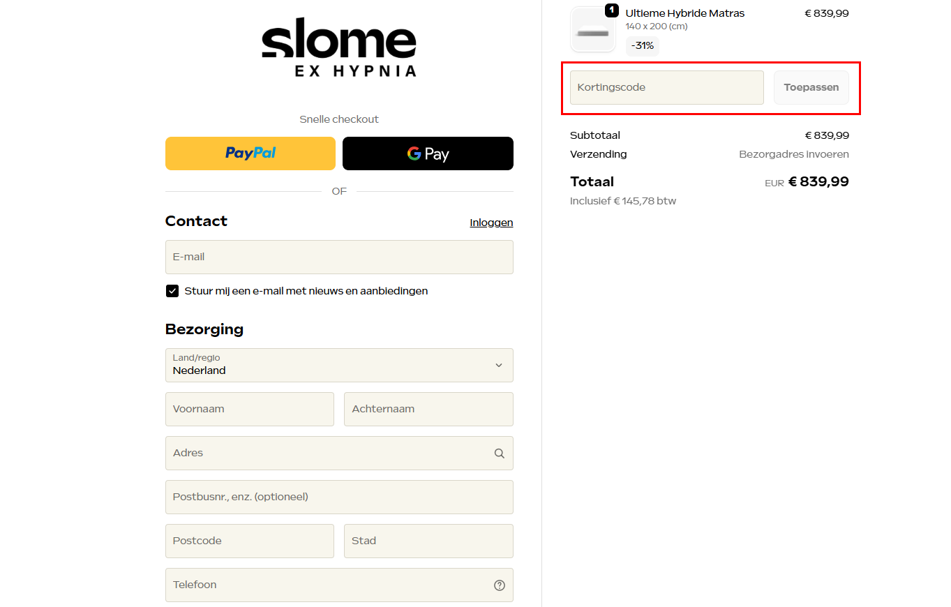 Slome kortingscode gebruiken