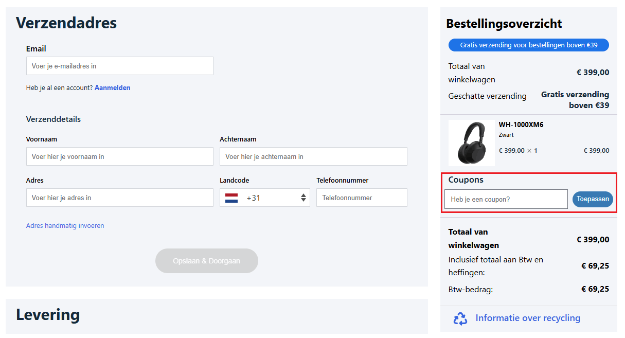 Sony kortingscode gebruiken