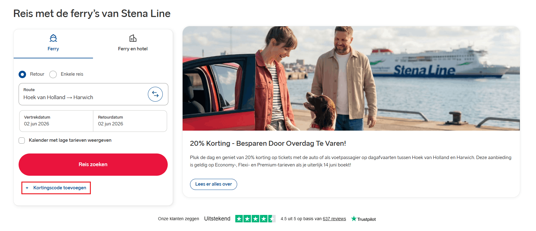 Stena Line kortingscode gebruiken