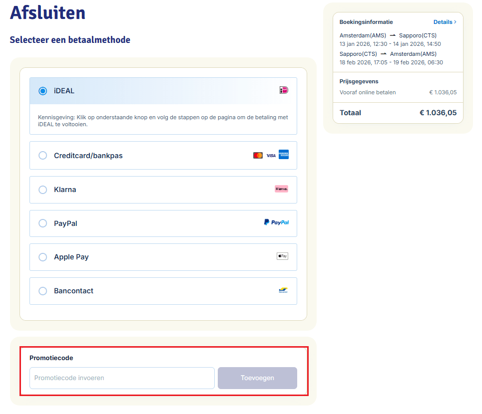 Vliegwinkel kortingscode gebruiken