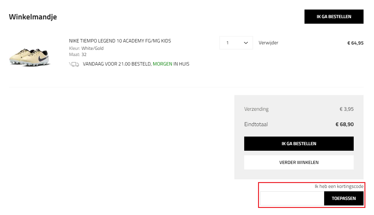 VoetbalDirect kortingscode gebruiken
