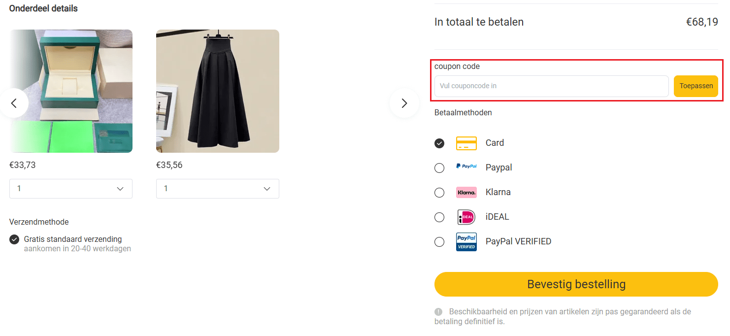 Voghion kortingscode gebruiken