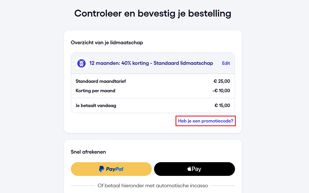 WeightWatchers kortingscode gebruiken