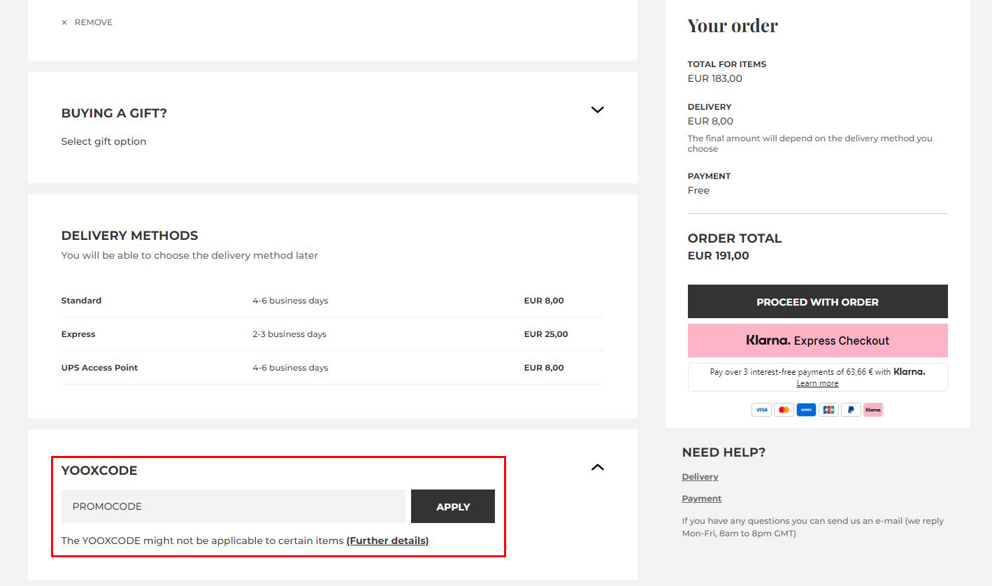 Yoox kortingscode gebruiken