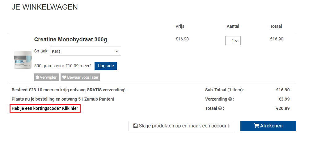 Zumub kortingscode gebruiken